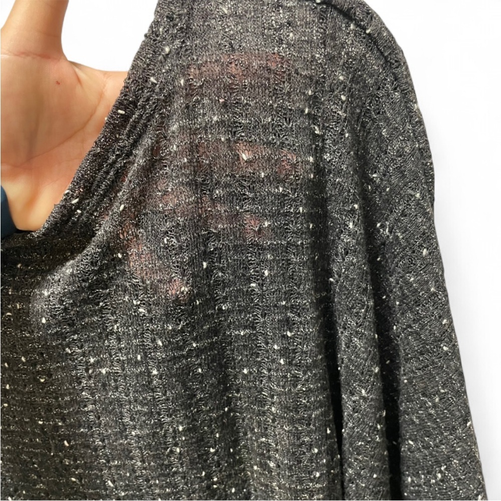 New Directions Shimmer Metallic Knit Poncho Crop Top Charcoal Grey M Disco Party - Picture 6 of 7